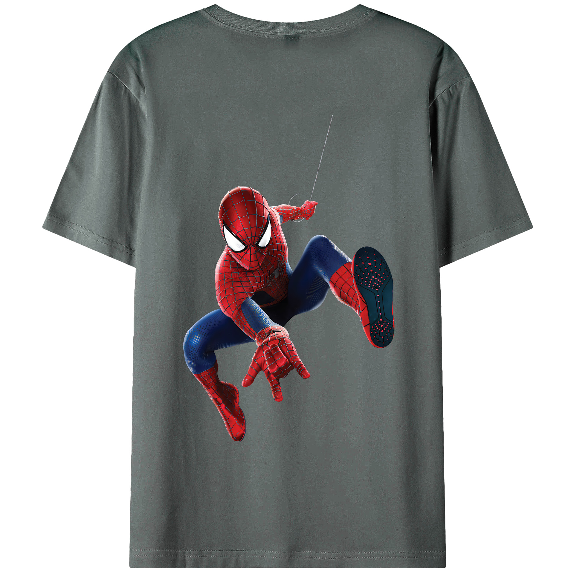 （画像用） Spider Man スパイダーマン 綿100％ メンズ半袖Tシャツ（バックプリント） 通気性